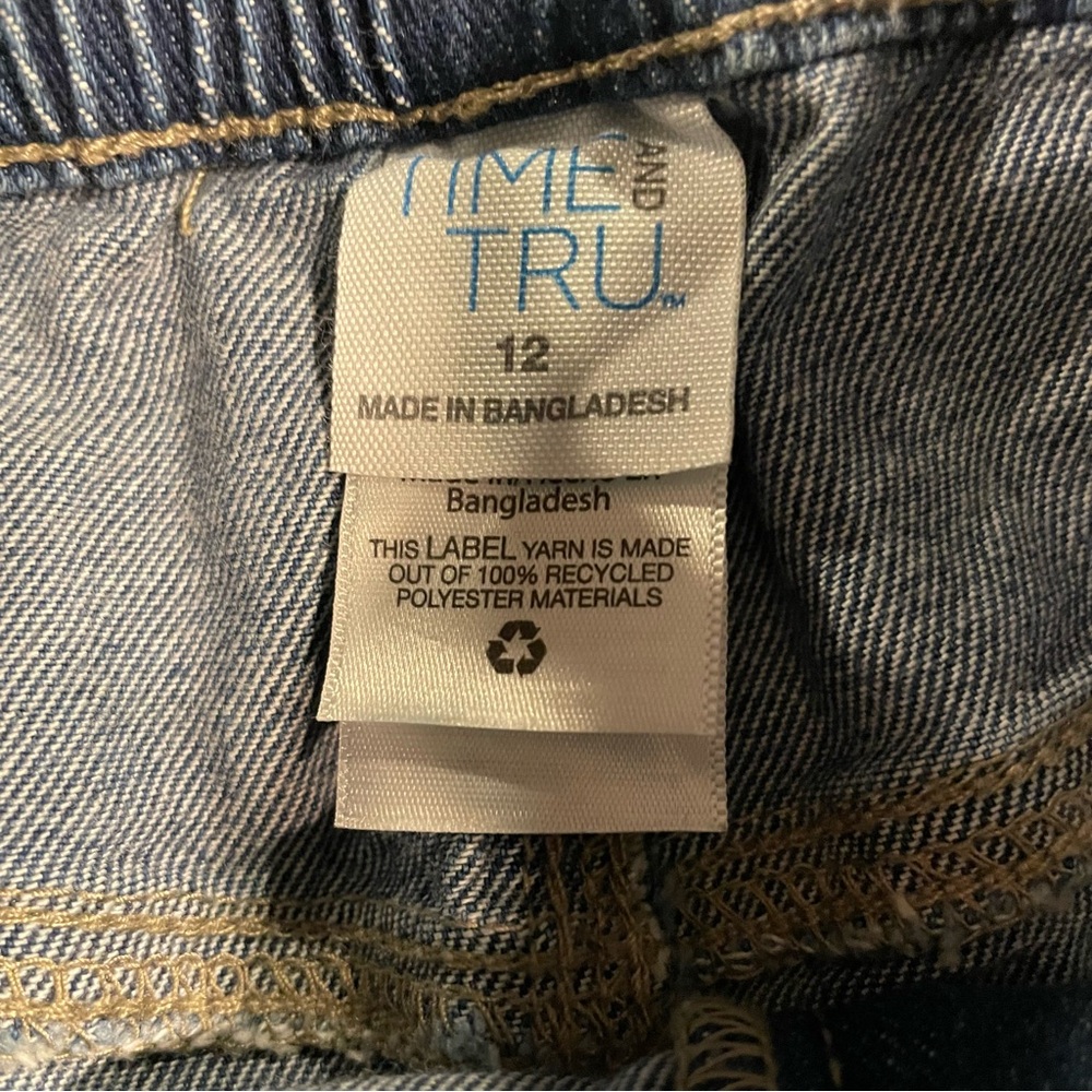 Time & Tru Paper Bag Denim Shorts Self Tie Women 12 High Rise Blue Boho Cottage - Picture 3 of 10